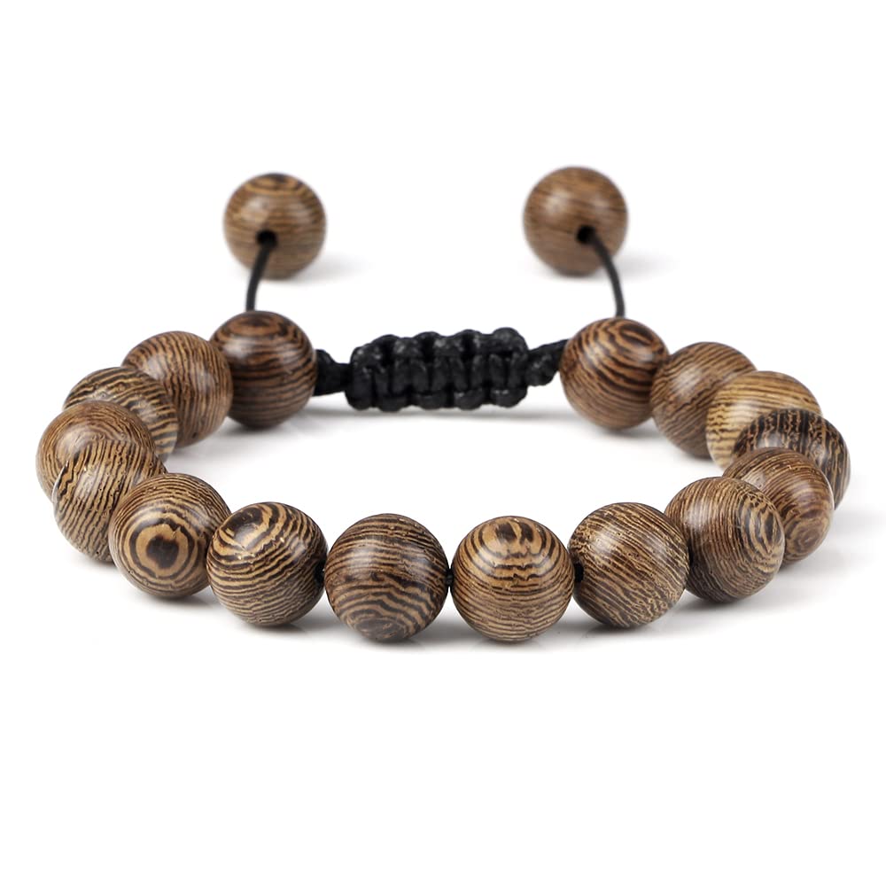 6 8 10 12mm Braccialetti di Perline di Legno Uomo Braccialetti Elastici di Preghiera Buddista Braccialetti Fatti a Mano da Donna Yoga