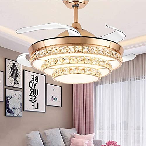Éclairage LEDpendue et ventilateur de plafond or design avec télécommande - 4