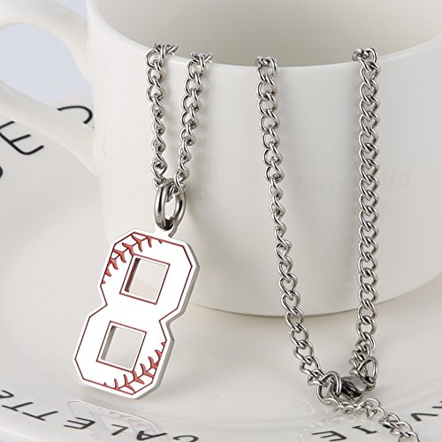 Collier initial baseball avec charms numérotés 0-9, cadeau d'inspiration - 3