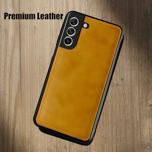 Image of Leather Case for Samsung Galaxy S21FE Premium Protective Stylish Slim Cover with Shockproof Raised Edges Brown