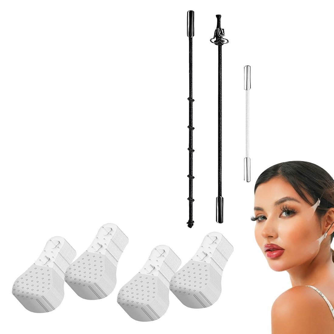 Face Lift Tape 80 Piezas Lifting Facial Parche Lifting Cuello Ojos Y Barbilla Cinta De Estiramiento Facial Banda De Estiramiento Facial En Forma De V Para La Mujer Anti-Envejecimiento