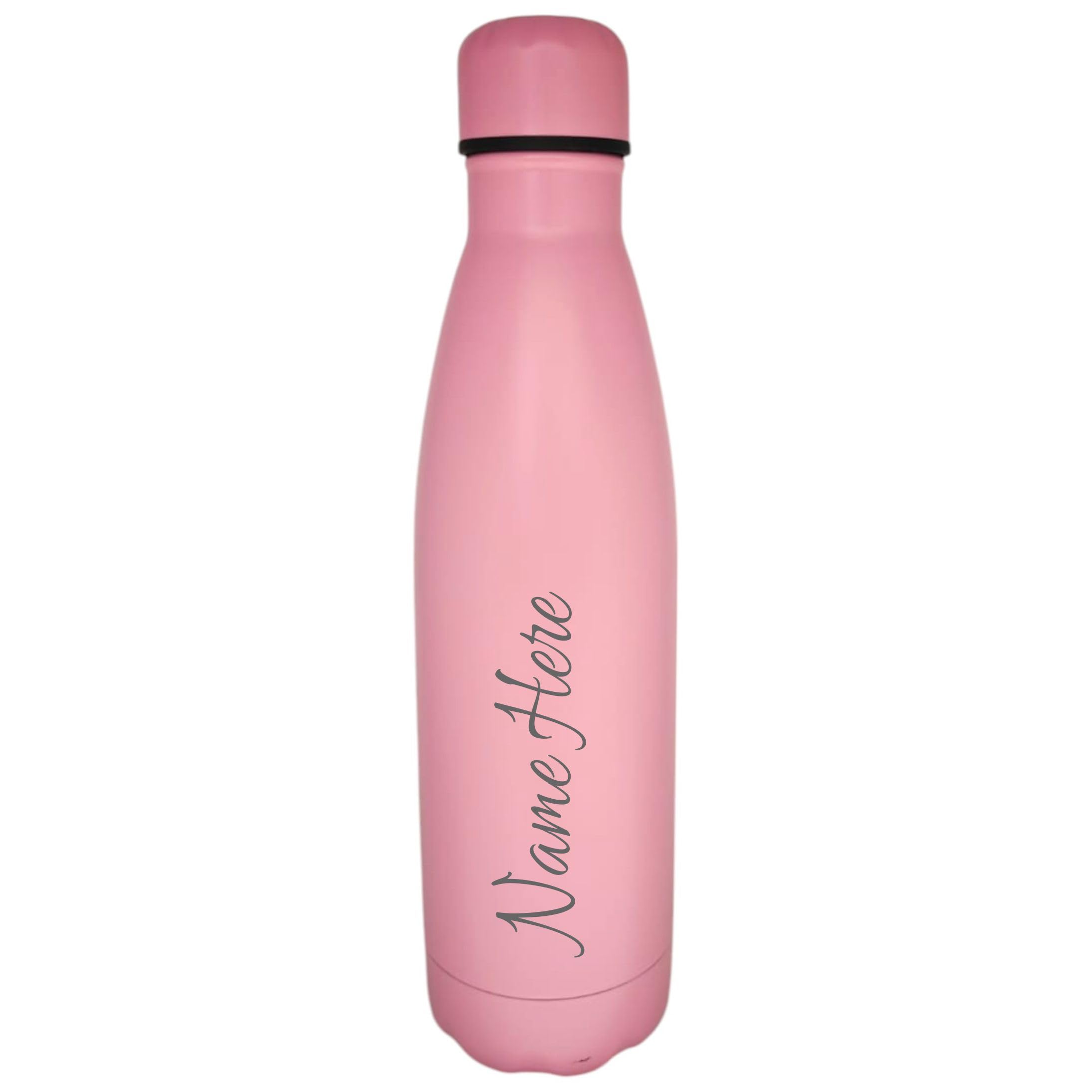 Personalised Engraved 500ml Insulated Water Bottle with Any Name Hot or Cold Drinks Selection of Colours (Light Pink)