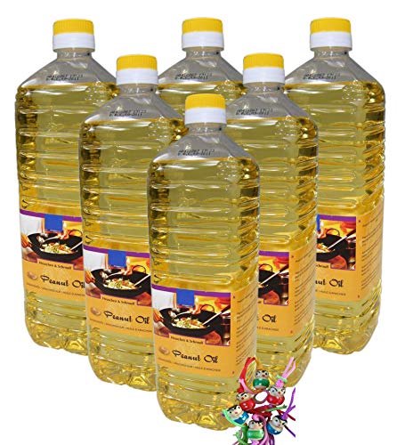 6er Pack - [ 6x 1000ml ] Erdnussöl | Arachide Olie | Peanut Oil + ein kleiner Glücksanhänger gratis