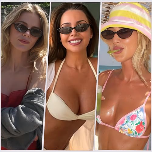 Retro Oval Cat Eye Sunglasses for Women Y2k Designer Trendy Narrow Shades UV protection Sun Glasses4