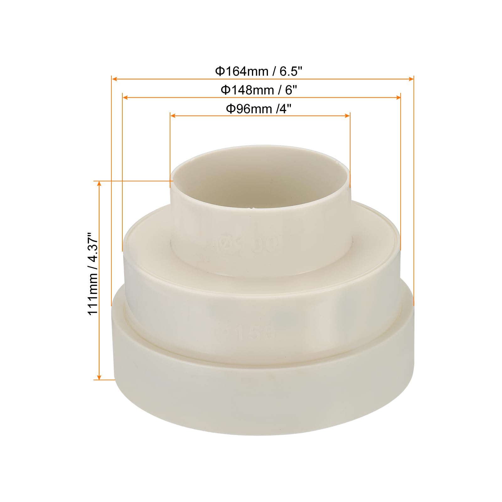 PATIKIL 6.5" to 6" to 4" Duct Reducer - Image 2