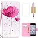 iPhone 5C Case,iPhone 5C Wallet Case,5C Case,CASELAND Flip Cover Wallet PU Leather with Stand + Lanyard Case for iPhone 5C - Lotus