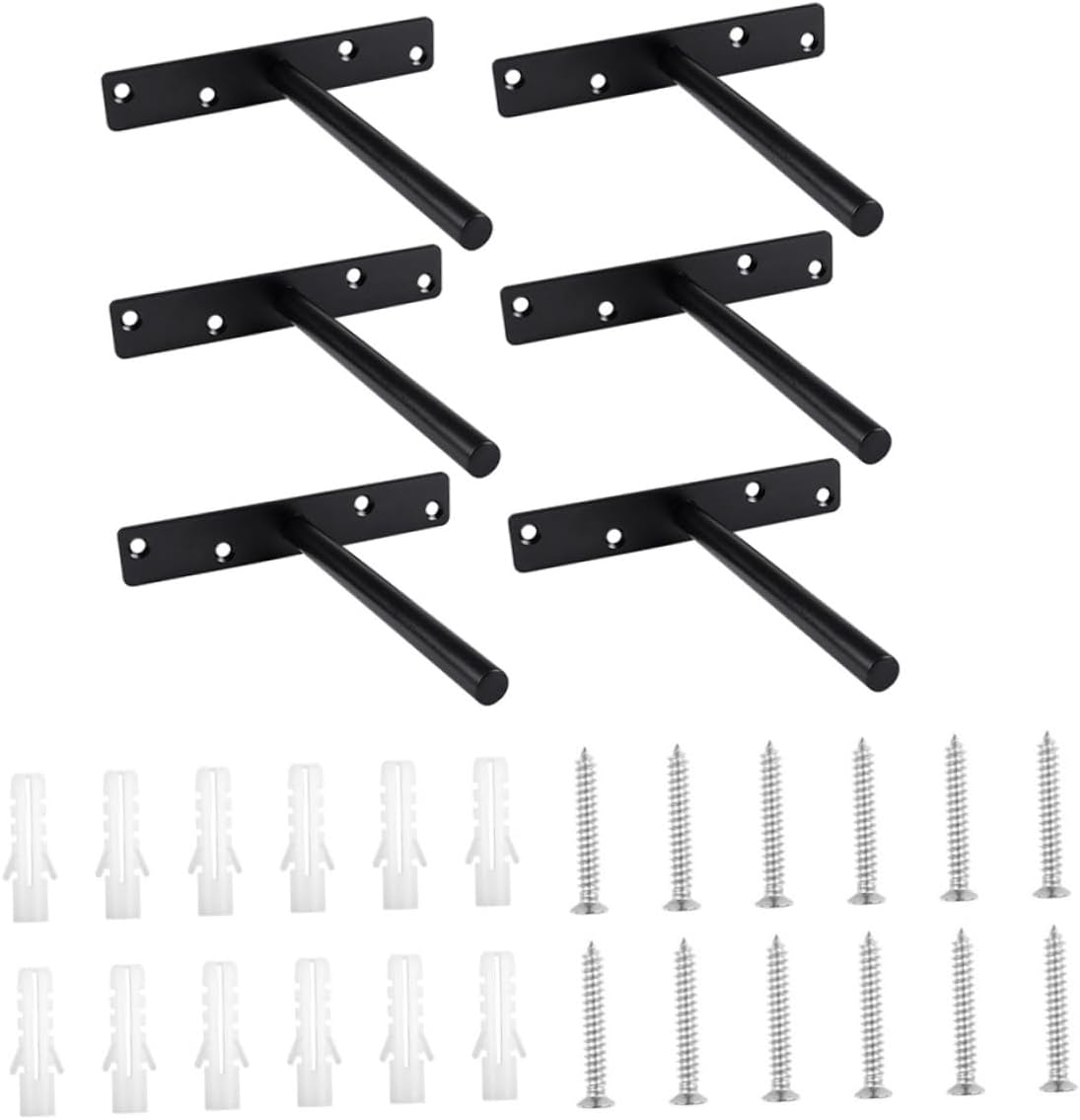 Invisible Floating Shelf Brackets 6 Sets Wall Fixed Bracket Iron Black Strong Support for Floating Shelves