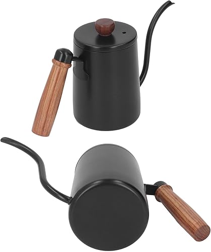 Miniatura 7 de 20.3 fl oz 20oz verter sobre el hervidor de café vertido sobre la tetera de cuello de cisne con mango de madera, verter sobre el hervidor de café,