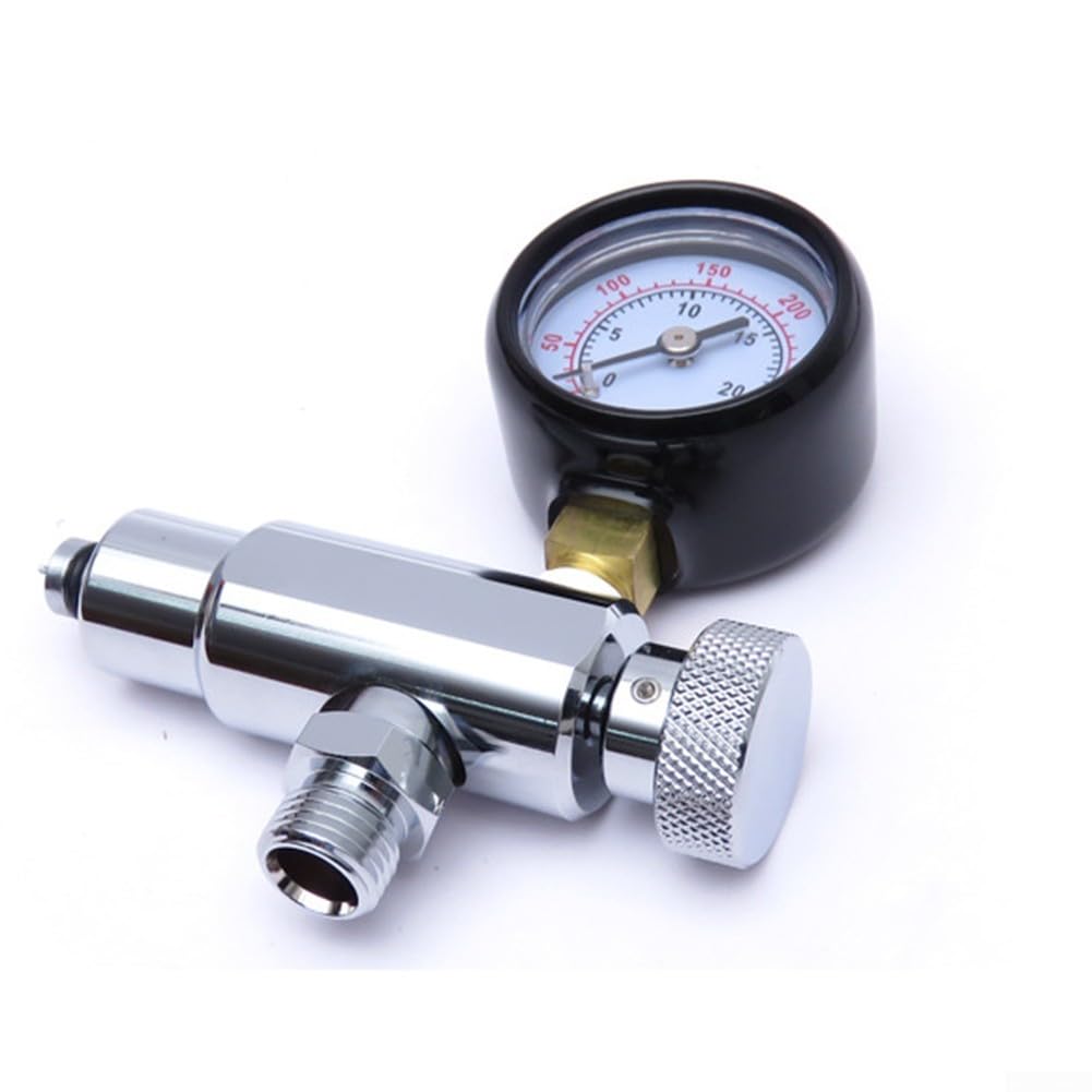 Herramienta de ajuste de regulador de buceo con medidor de 300 psi para reparación de buceo de segunda etapa, kit de manguera de nailon negro (solo pantalla)