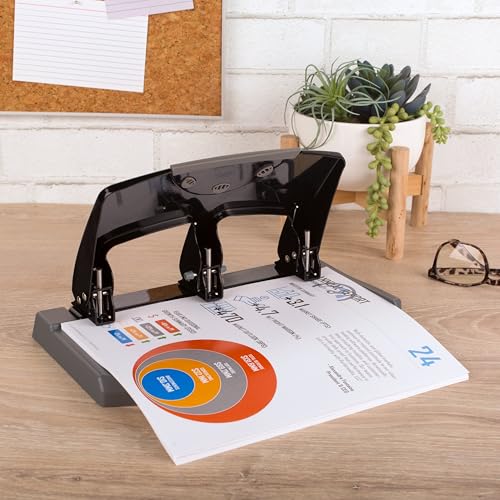 Image of Swingline 3 Hole Punch, 45 Sheet Capacity Three Hole Puncher 3 Ring, Paper Punch, SmartTouch Low Effort, Black & Silver (74136)