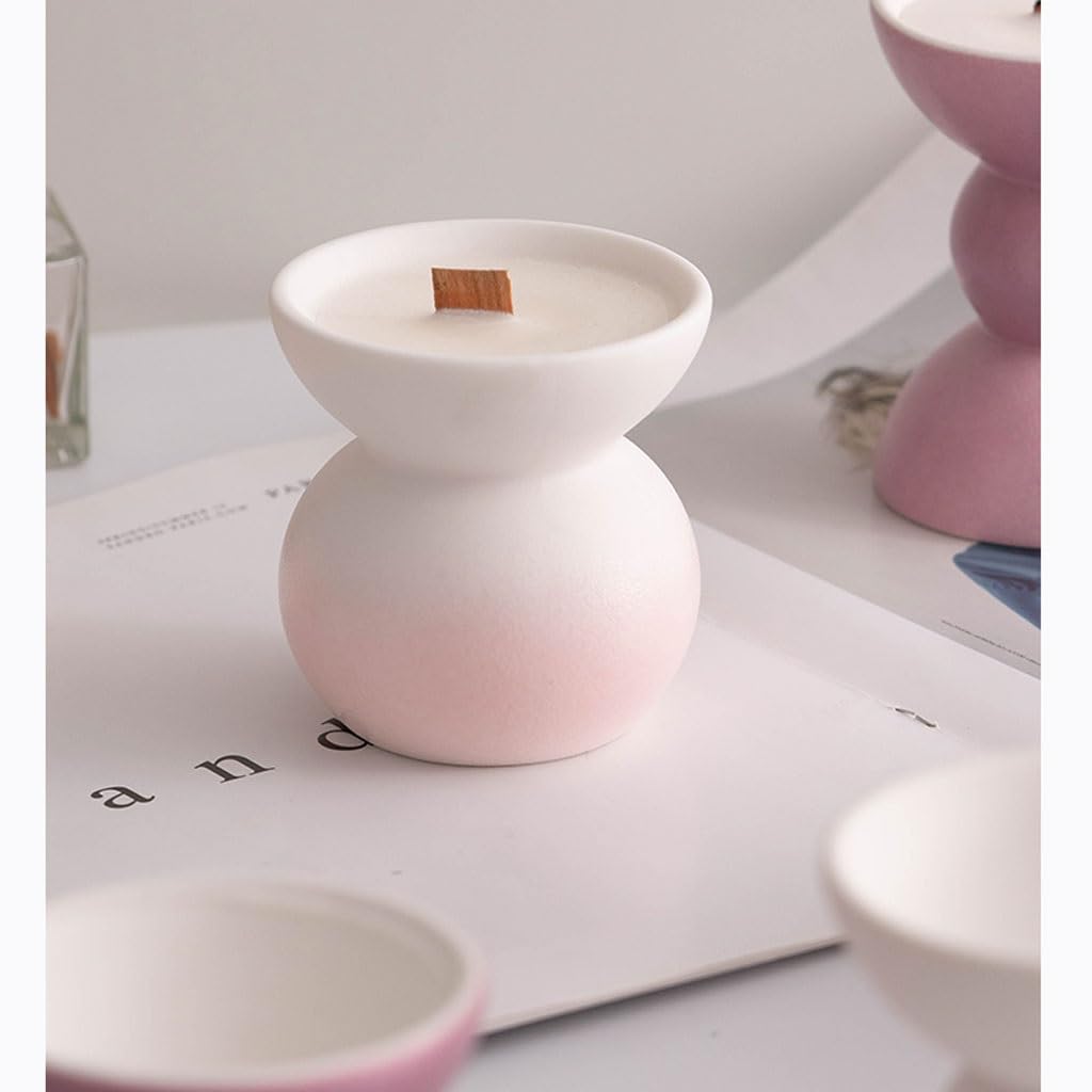 Kerzenhalter Schlichter Kerzenhalter aus Keramik, moderner Votivkerzenhalter, rosa Duftkerzenhalter, Tischdekoration Kerzenständer(S9cm)