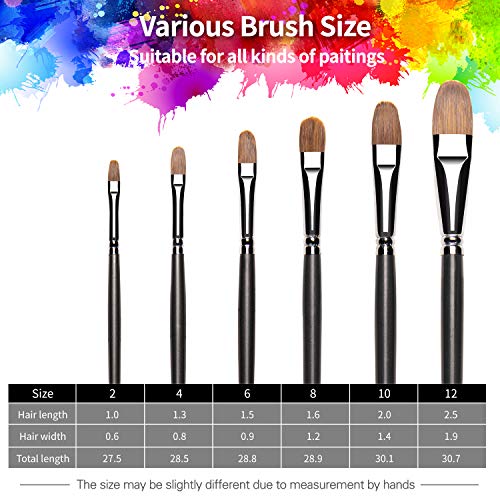Sable Watercolor Paint Brushes Flat Filbert Paint Brush Set For Acrylic Painting, Artists Miniature Detail Brushes For Watercolor Oil Painting, Models & Line Drawing #TOP3