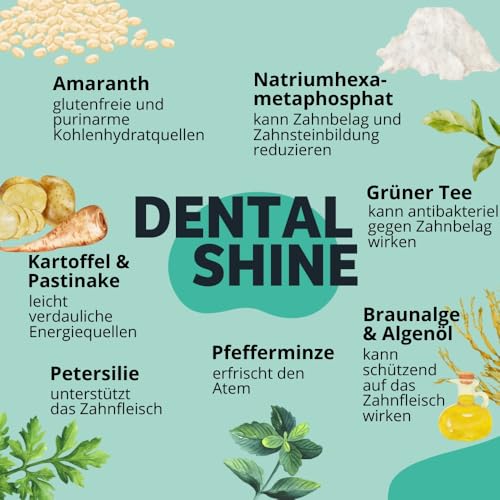 BugBell Dental Sticks für Hunde 60g, Mundgeruch & Zahnstein, Petersilie, Pfefferminze, Natriumhexametaphosphat, Braunalge, Grüner Tee, gemahlen