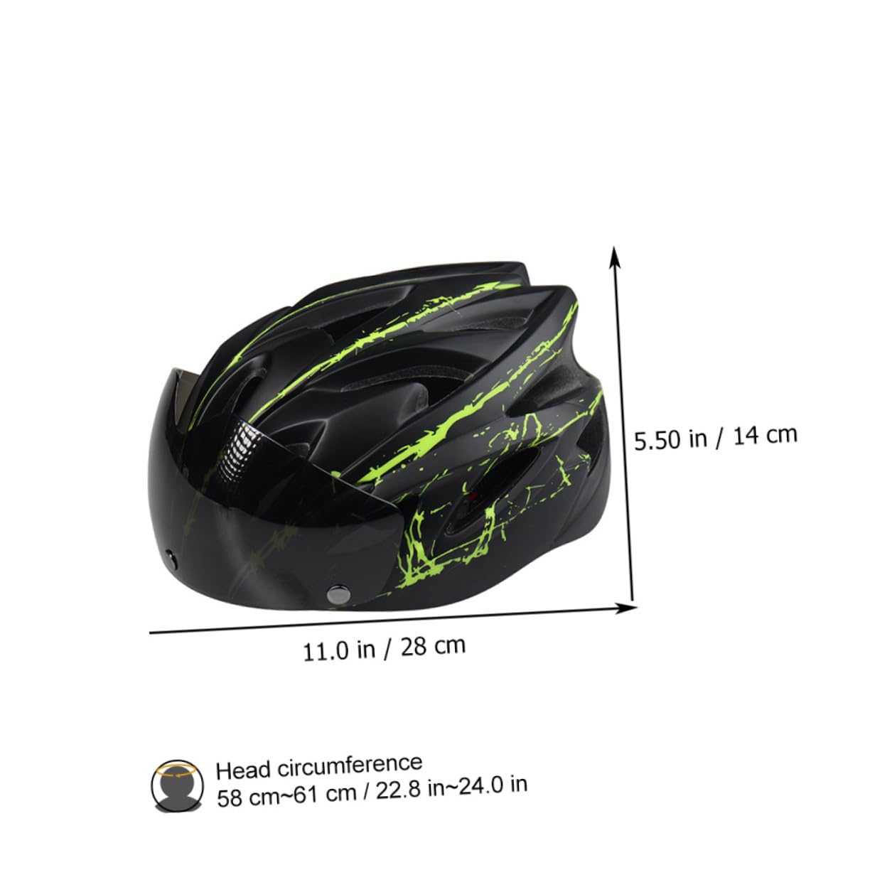 Casco da Bici con Occhiali Magnetici Staccabili, Leggero e Traspirante in Schiuma Protettiva e Pc, Design Sicuro e Adatto per Ciclismo Urbano e Outdoor