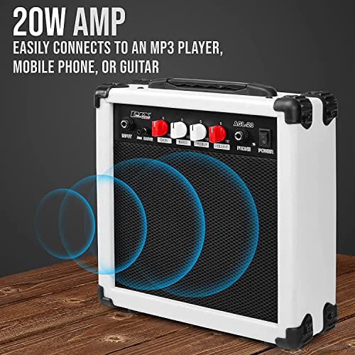 Lyxpro Full Size Electric Guitar White With 20W Amp Package With All Accessories, Mackie Producer 2-2 Audio/Midi Interface With Music Production Software Download And Professional Headphones #TOP4