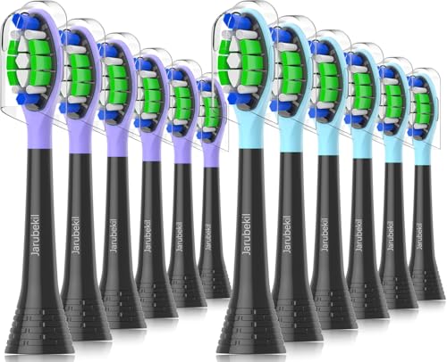 Jarubekil 12er Ersatzbürsten Kompatibel mit Philips Sonicare Elektrische Zahnbürste, Medium Bürstenköpfe Aufsteckbürsten für 5500 5300 9000 3100 4100 6100 7100 (Schwarz) 1