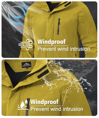 Image of Zoofly Mens Waterproof Hiking Jacket with Hood Windproof Light Weight Windbreaker Outdoor Fishing Raincoat Zipper Pockets
