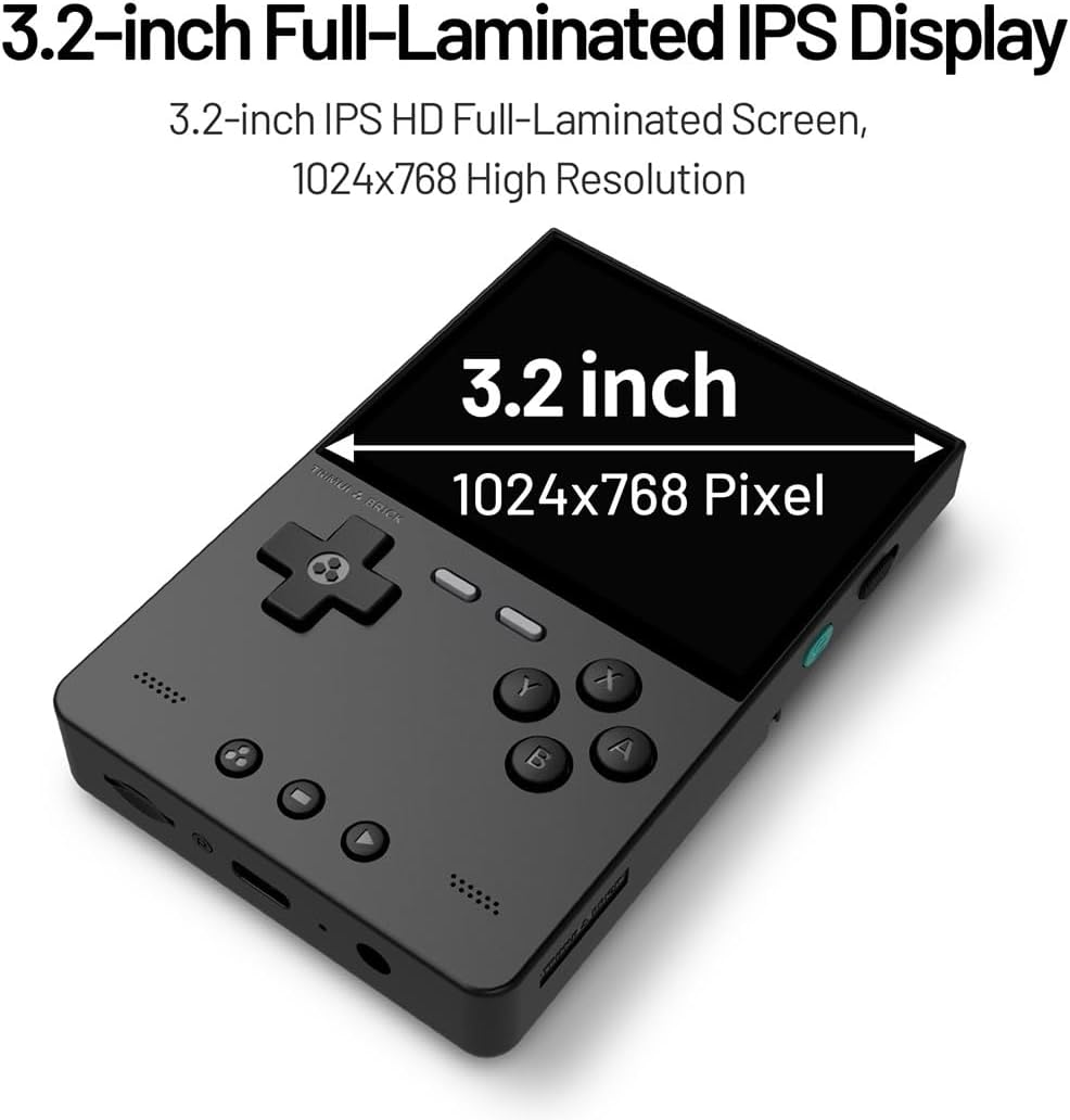 TRIMUI Brick with LITNXT CrossMixOS Handheld Game Console, 3.2 inch IPS Retro Gaming Console Portable Retro Video Game Player with Storage Case, Birthday Xmas Gift for Adults