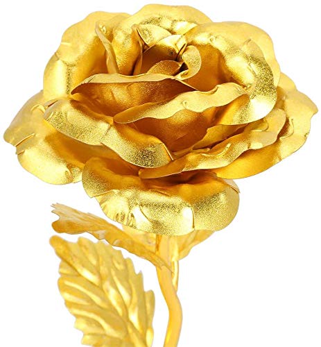 Rosa Dorada De 24K En Caja De Regalo - Regalo Romántico Para Ella, Aniversario, San Valentín O Día De La Madre