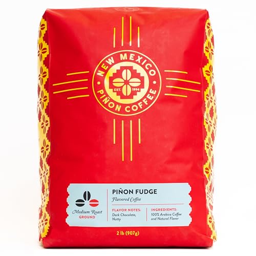 New Mexico Piñon Piñon Fudge Ground Coffee Medium Roast 100% Brazilian Arabica, Naturally Flavored Rich Chocolate & Nutty Scoop & Brew Grounds - 2 Lb Bag