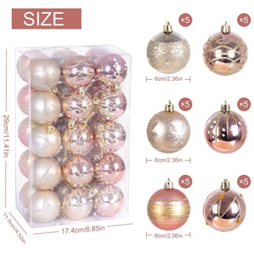 AGM Pack of 30 Christmas Baubles 6 cm, Christmas Tree Decorations, Shatterproof Glitter Ornaments - Image 2