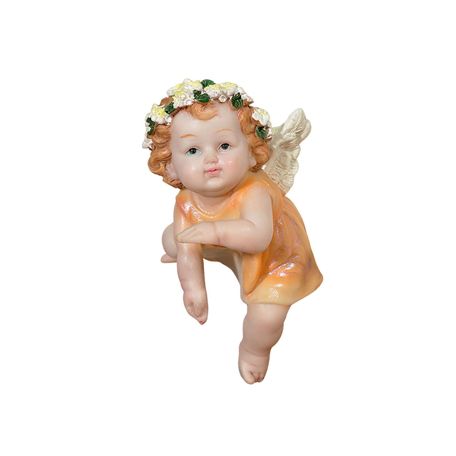 Hsioluted Fairy Figurine Resin Statue Yard Balcony Swing Hanging Flower Container