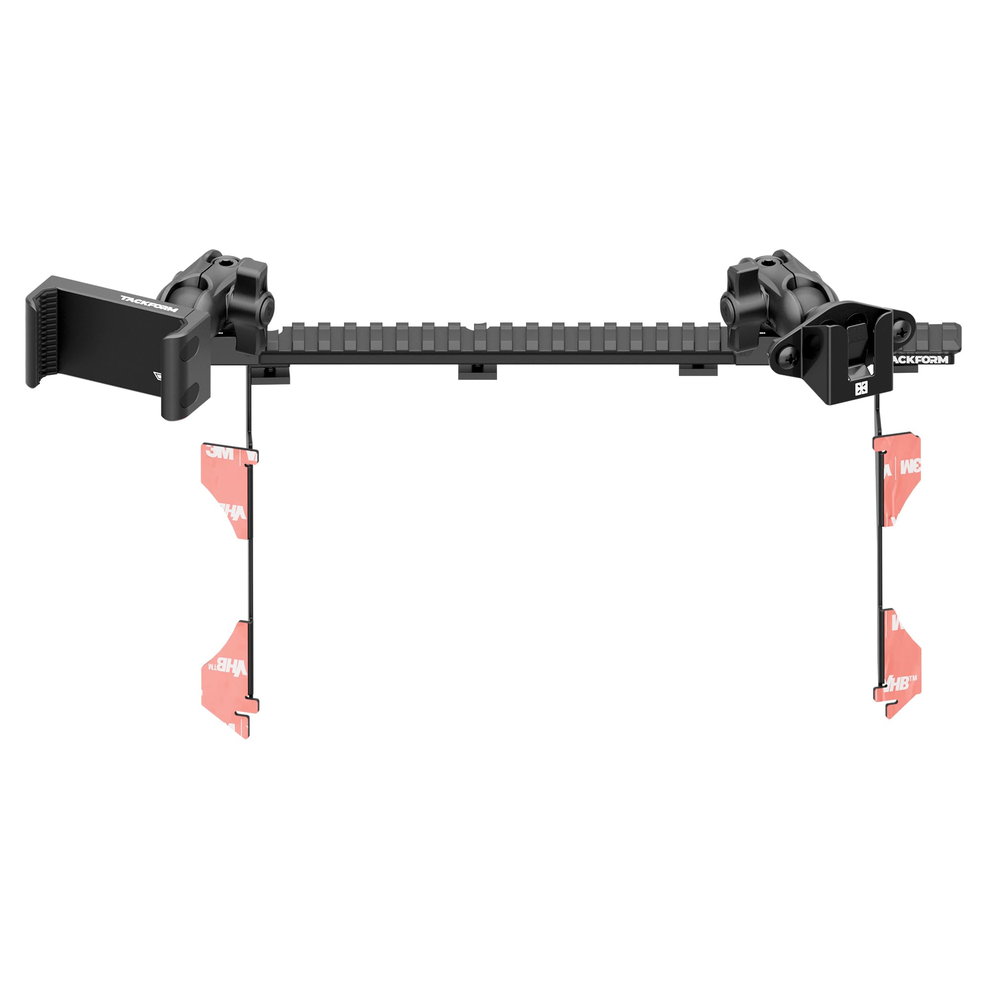 Tackform TRAXX Assault Track Dash Mount - Phone & CB Mic/2-Way Radio Holders - Compatible with 2016-2023 Toyota Tacoma | CNC Aluminum Picatinny Rail | Full Width Bracket + Bezel Stiffeners | Black