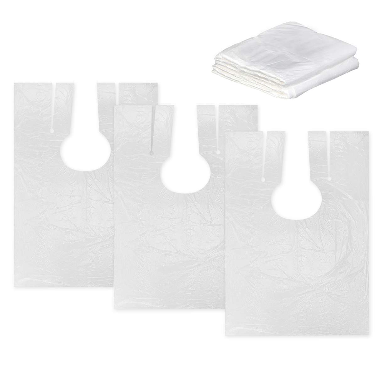 Vockvic 50 Piezas Capa de Corte de Pelo Desechable, Impermeables Delantal de Corte de Pelo Capa de Peluquería Protectoras Batas Barber Cape, para Niños Adultos Peluquería Tinte para el Cabello