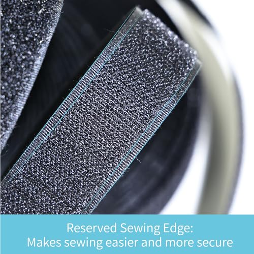 Image of 1 Inch x 33 Ft Sew On Hook and Loop Tape, Industrial Strength Nylon Fabric Fastener Strips for Clothing, Crafts, DIY, Bags, Easy Sew in, Strong, Black (Pack of 2)