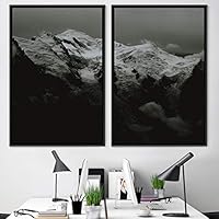 2 Piece Framed Canvas Wall Art Monochromatic Mountains Canvas Prints Home Artwork Decoration for Living Room,Bedroom - 16