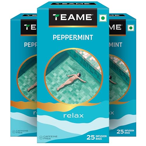 Image of TE-A-ME Peppermint 25 Tea bags (Pack of 3) | Peppermint Tea Bags | 100% Caffeine-Free | Herbal Tea | Herbal Tea Bags | Peppermint tea | Total 75 Tea Bags