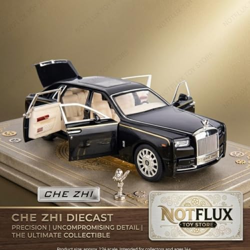 Image of 1:24 Rolls-Royce Phantom Diecast Metal Car - Realistic Pullback Toy with Lights & Sounds for Boys, Kids, and Car Collectors [Multicolor] [Pack of 1]