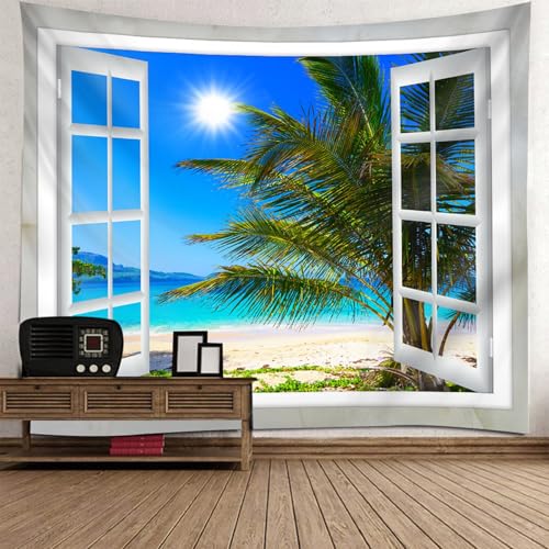 Tenture Murale Fenêtre Sur Mer pour Chambre Adulte Enfant 210x140