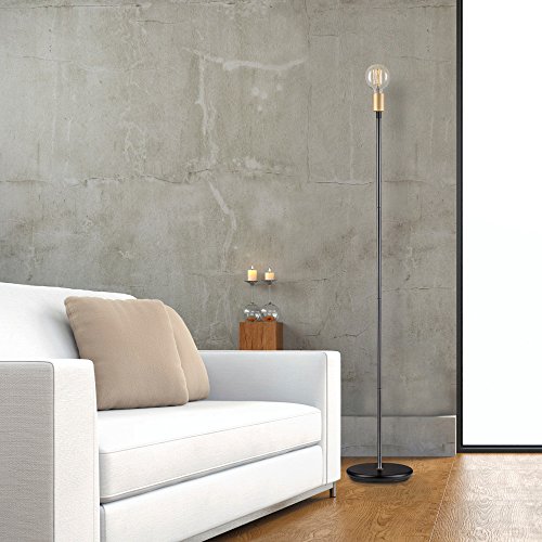 Globe Electric 12938 57" Floor Lamp, Black, Satin Finish, Exposed Gold Socket, In-Line On/Off Rocker Switch, Floor Lamp For Bedroom, Floor Lamp For Living Room, Home Improvement #TOP2