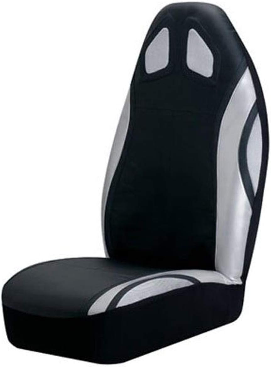 Auto Expressions-5075584 Seat Airbag Safe Simulated Leather Universal Bucket Seat Cover, Silver