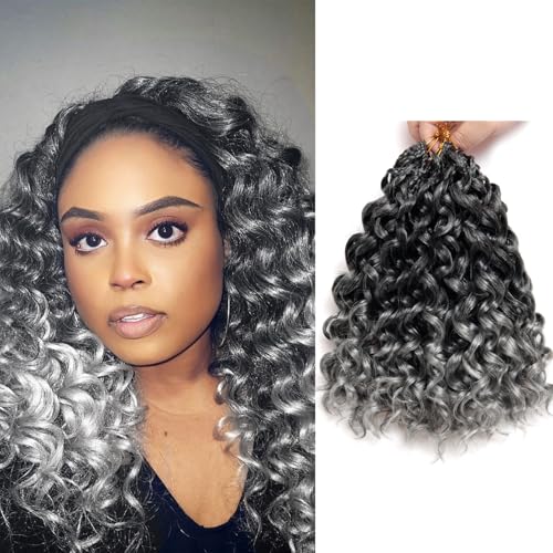 Gogo Curl Crochet Hair 10 Inch Pre Looped Ocean Wave Hair Short Curly Bob Synthetic Hair Extensions Grey Water Wave Crochet Braids Hair for Black Women 8 Packs