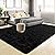Tepook Super Soft Fluffy Rug for Bedroom, Modern Shaggy Fuzzy Kids Rugs for Living Room, Plush Indoor Nursery Home Decor Dorm Carpet with Non-Slip Bottom, Black, 5 X 8 Feet