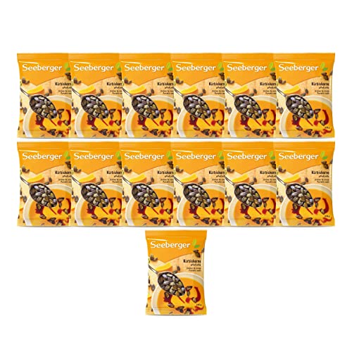Seeberger Kürbiskerne schalenlos 13er Pack, Knackige, geschälte Kürbiskerne als Topping für Salate oder zum Snacken - naturbelassen, vegan (13 x 200 g)