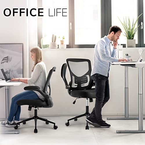 Sedia da Ufficio Ergonomica, Sedia da Scrivania in Rete Traspirante, Sedia Girevole con Braccioli Regolabili e Supporto Lombare, per Ufficio Studio, Nero - Sedia gaming - Immagine 7