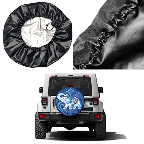 Image of Delerain Blue Elephant Spare Tire Covers Waterproof Dust-Proof Spare Wheel Cover Universal Fit for Trailer, RV, SUV, Truck and Many Vehicle (17 Inch for Diameter 31 inch-33 inch)