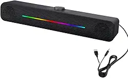 Caixa de Som Gamer - Soundbar para PC e Notebook 6W RGB – USB/ P2, Som Estéreo, Drivers de Alta Performance e Design Compacto