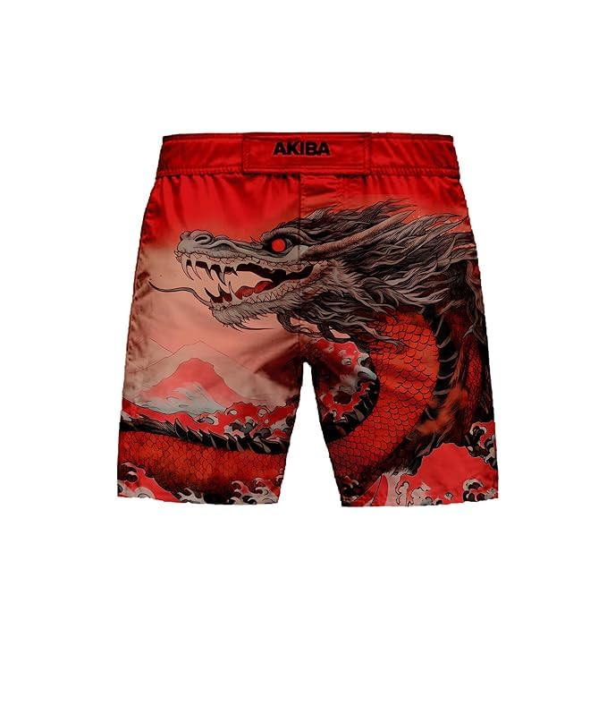 Image of AKIBA Combat /MMA Sublimation Printing Shorts with Embroided Logo for Training & Kickboxing: Fighting Shorts for Martial Arts, Cage Fight, Boxing, and Grappling