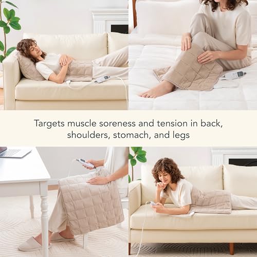 Image of Berkshire Blanket Weighted Heating Pad - 18 inchx33 inch Electric Heat Wrap with 10 Heat Settings & Auto Shut Off - Soothing Heat Wrap for Back, Neck, Shoulders, Legs, Abdomen - Machine Washable & Portable