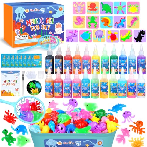 Dreamon Aqua Gelz Set, brinquedo de gel de água mágica 3D DIY, conjunto Magic Gel kit com 22 cores e 16 formas, presente de brinquedo criativo para meninos de 3 anos em frente, meninos e meninas
