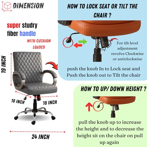 Image of NEWTURN Beta Mid Back Office Chair, Leatherette Ergonomic Design with Tilt /Height Adjustment, Metal Chrome Base, 360 Swivel for Study and Work from Home & 1 yrs Parts Replc. Warranty
