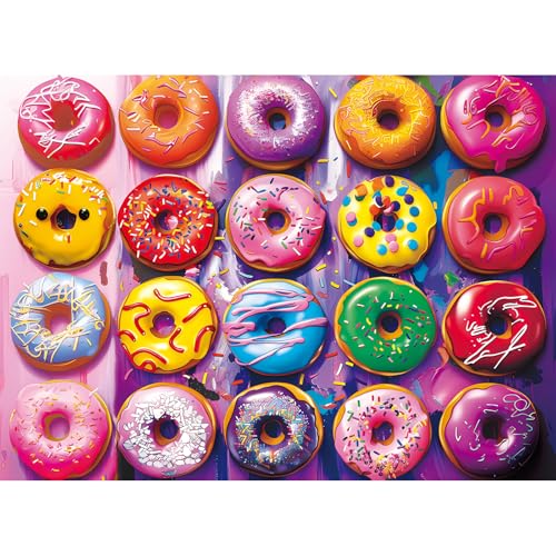 500 Pieces Puzzles for Adults–Colorful Donuts Puzzle for Adults Elderly–Recycled Paper Jigsaw Puzzle 500 Pieces–Glossy, Sturdy Pieces...