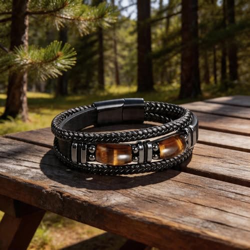 Enjoy Risingsun Tiger Eye Leather Bracelet