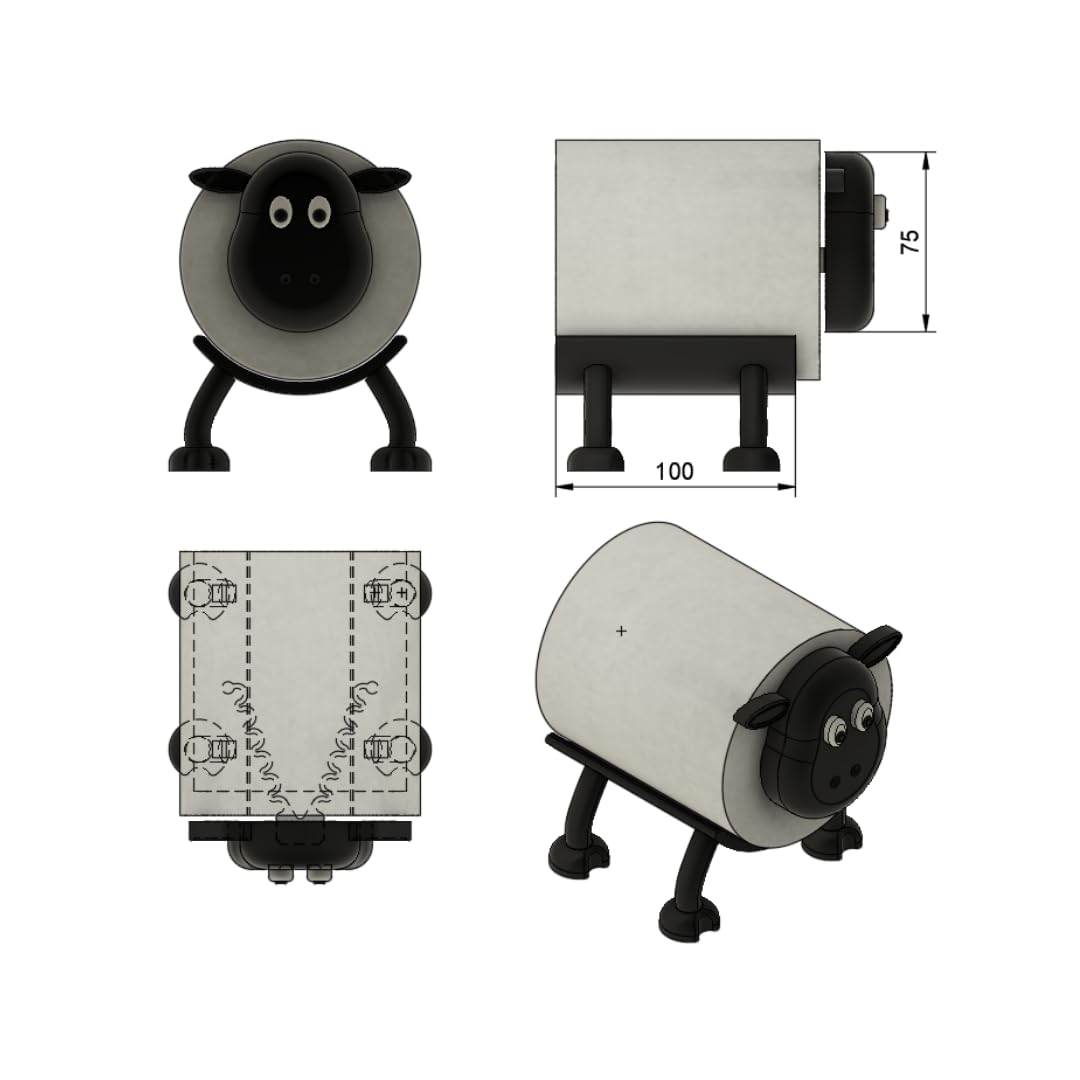 Porte-rouleau de papier toilette en forme de mouton - Design hilarant - En PLA de qualité supérieure - Imprimé 3D respectueux de l'environnement - Rangement modulaire empilable - Assemblage