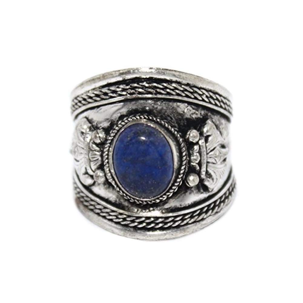 EASTCODE Charming Tibet Silver Lapis Ring Adjustable Ring Tibetan Ring Gypsy Ring Silver Ring