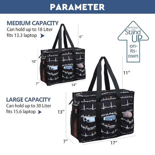 Image of Nurse Bags for Work Nursing Bag Multiple Pockets Waterproof Organizing Zip Top Clinical Bag for Nursing Students Home Health